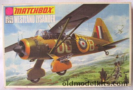 Matchbox 1/72 TWO Westland Lysander - RAF No. 16 Sq. France 1940 or No. 225 1939, PK-7 plastic model kit